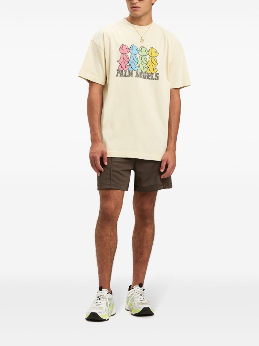 Shop Palm Angels Ivory Playful Teddy Bear Graphic Oversized T-shirt In Neutrals
