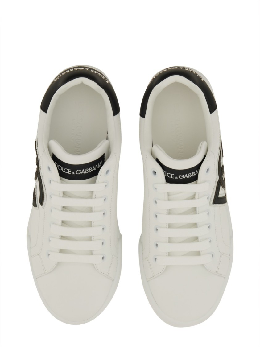 Dolce & Gabbana Dg Logo Patch Leather Sneaker In White