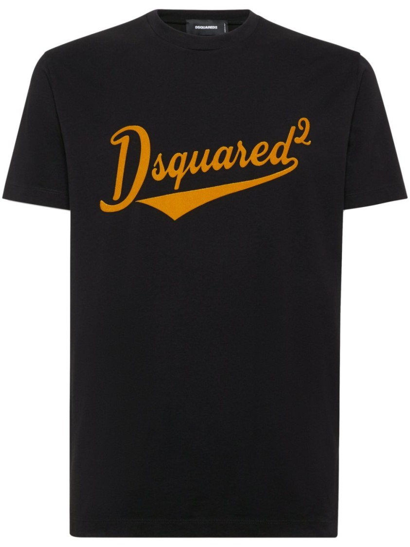 Dsquared2 Black T-shirt With Logo Print On The Front In Black