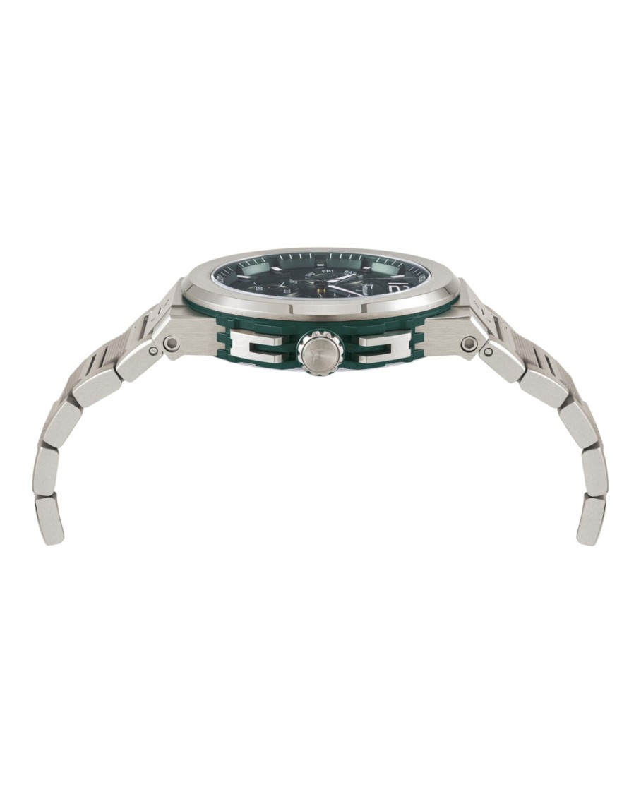 Ferragamo F-80 Titanium Tech Bracelet Watch Man Wrist Watch Grey Size Onesize Stainless Steel In Green