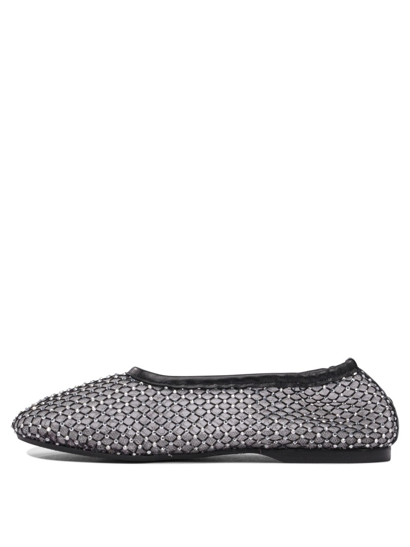 Alohas Pointed Toe Black Ballerinas In Gray