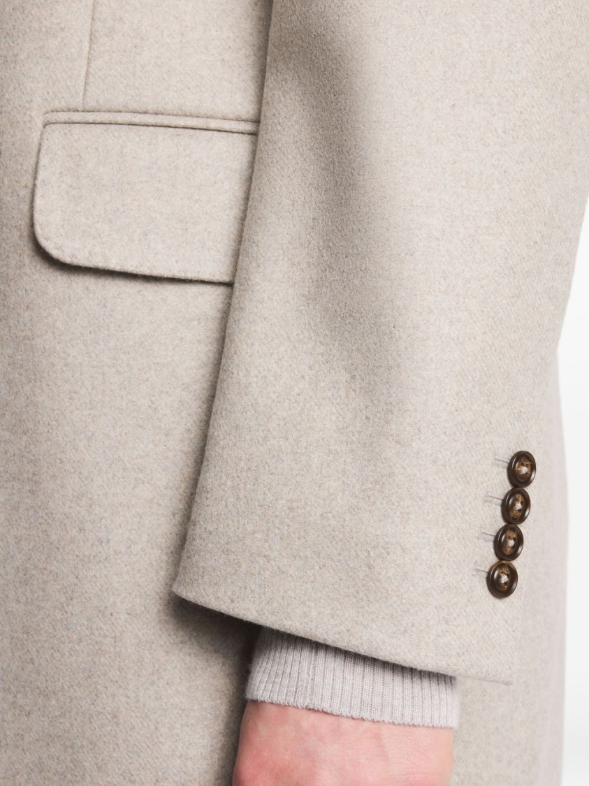 Fay Structured Light Beige Cashmere Coat With Notch Lapels And Flap Pockets In Neutral