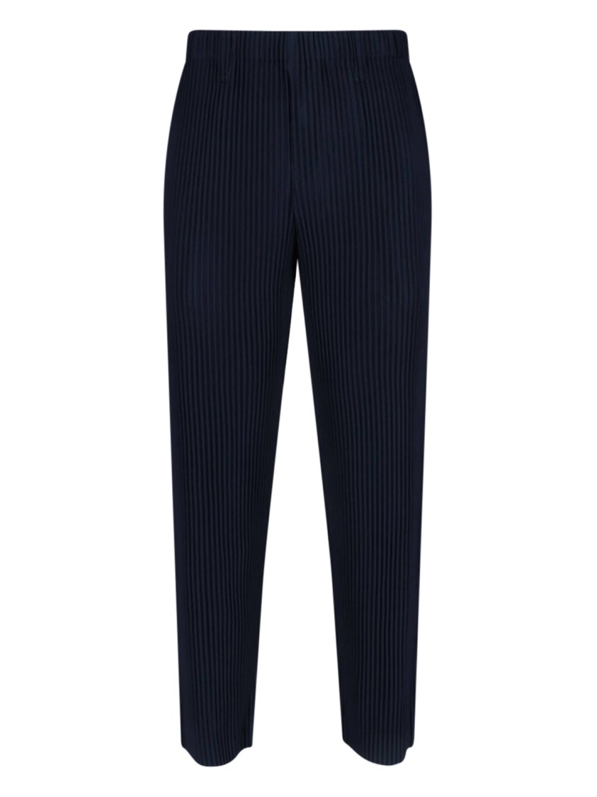 ISSEY MIYAKE HOMME PLISSÉ ISSEY MIYAKE NAVY PLEATED HIGH-WAISTED TROUSERS WITH TWO SIDE POCKETS