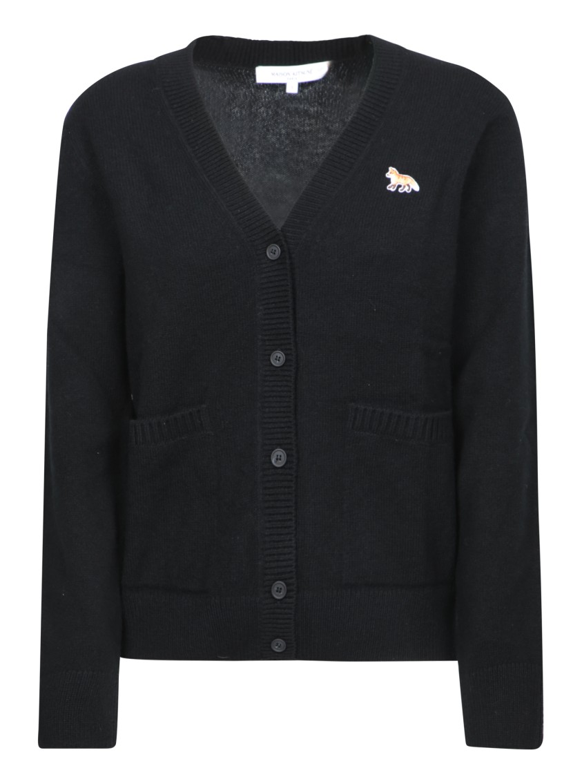 Shop Maison Kitsuné Fine Knit Black Cardigan