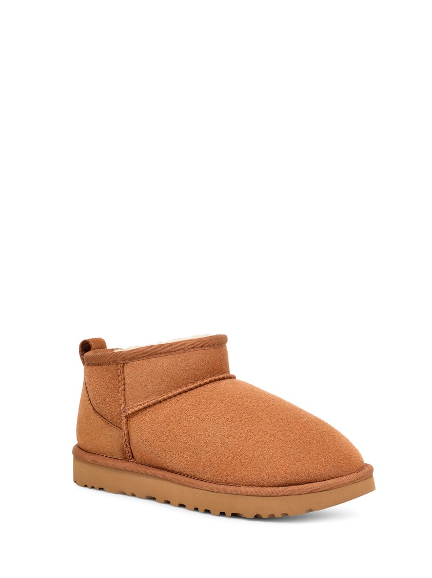 Ugg Ankle Boots With Asymmetrical Top Edge And Overlock Stitching In Orange