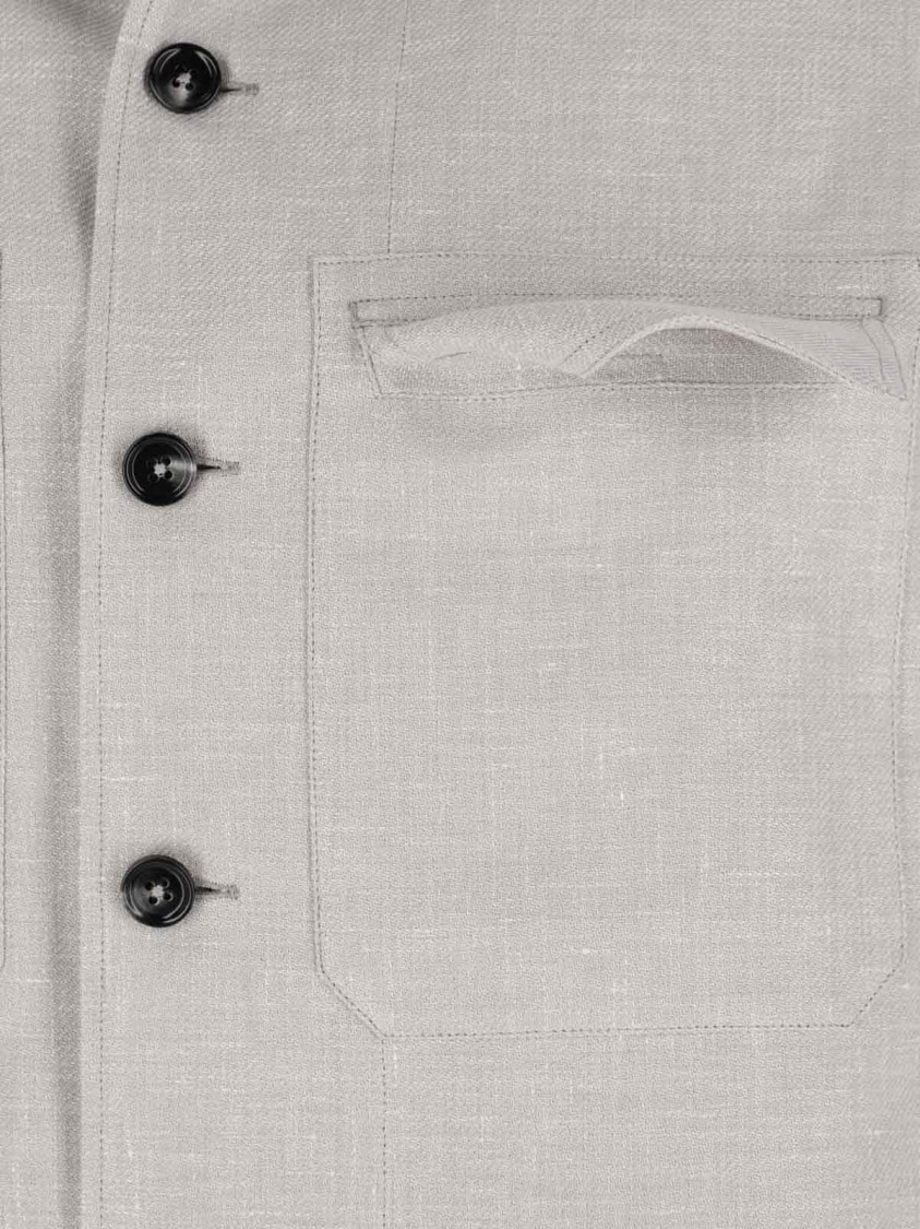 Shop Zegna Alba' Shirt Jacket – Grey Mélange