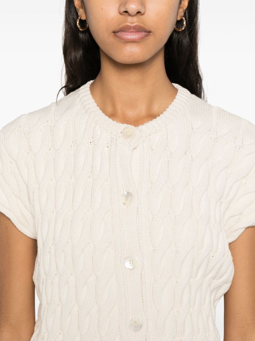 SEMICOUTURE SEMI COUTURE TEXTURED CABLE KNIT CROPPED SWEATER