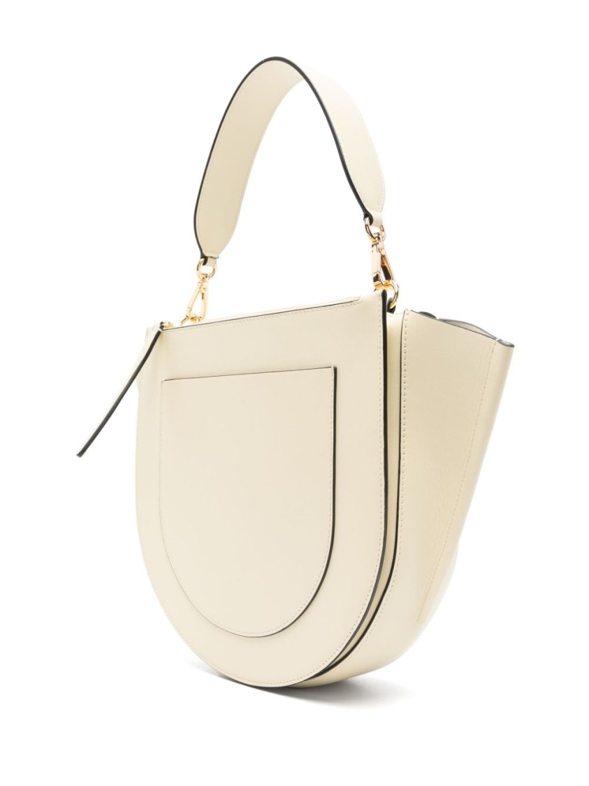WANDLER WANDLER BEIGE SHOULDER BAG WITH STRUCTURED FLAP