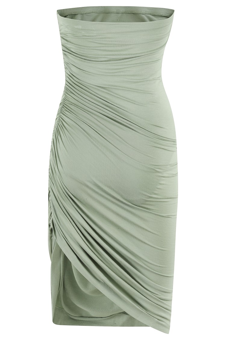 Norma Kamali Diana Strapless Draped Stretch-jersey Mini Dress