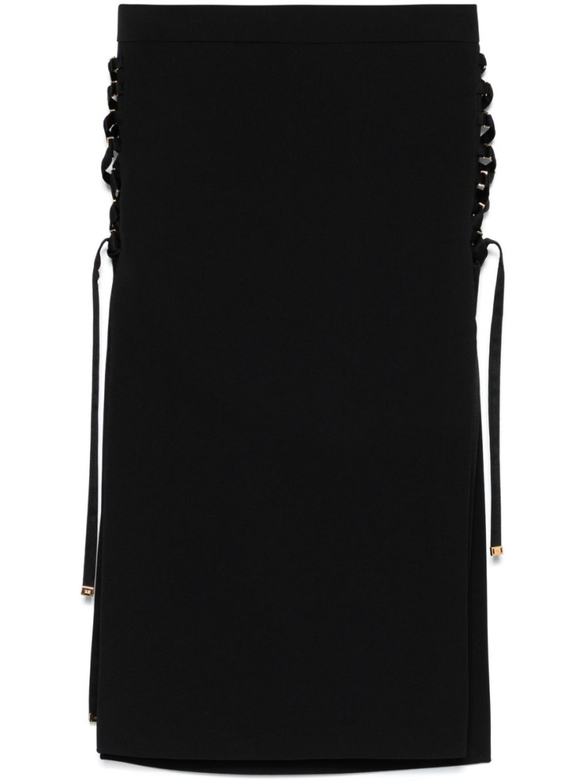 Elisabetta Franchi Midi Skirt In Black With Side Slits In Black