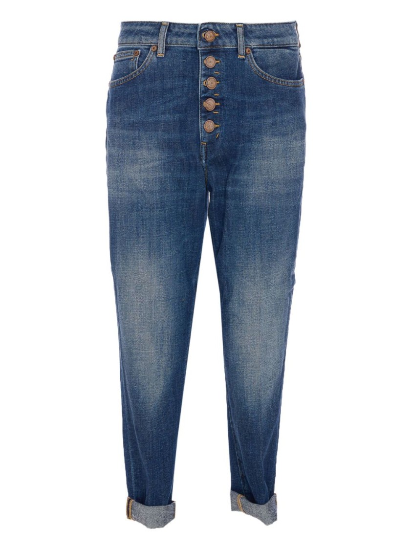 Dondup Trousers Loose Fit Rolled Cuffs In Blue