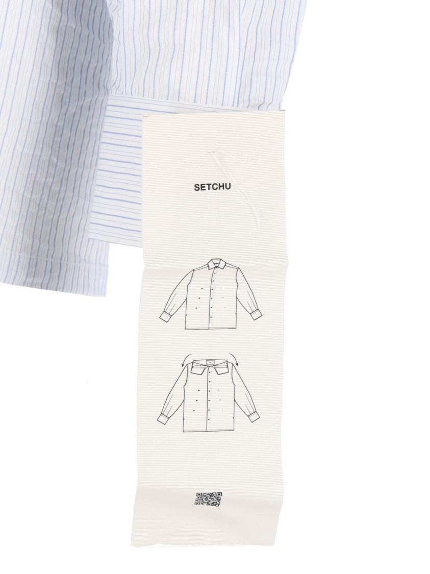Shop Setchu Adjustable Collar Shirt – White/light Blue