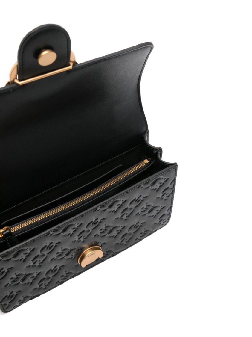 Pinko Love One Mini Shoulder Bag In Black