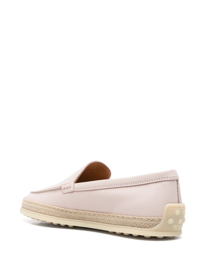 Tod's Calfskin Pink Flat Shoes In Neutral