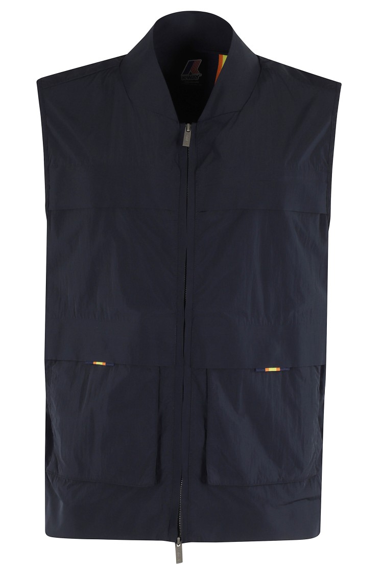 K-way Textured Finish Blue Jacket With Adjustable Hem