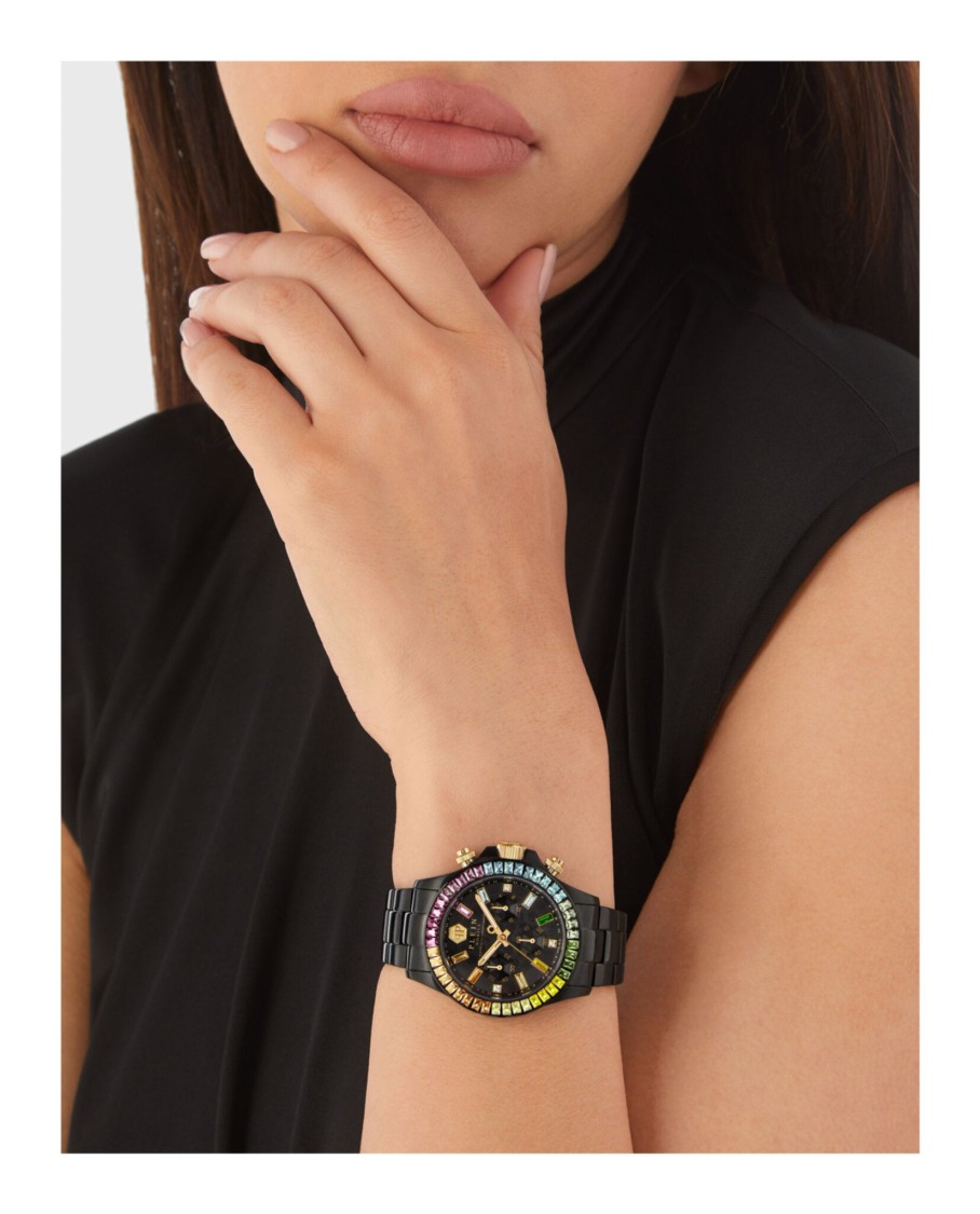 Philipp Plein Nobile Lady Crystal Watch Woman Wrist Watch Black Size Onesize Stainless Steel In Black