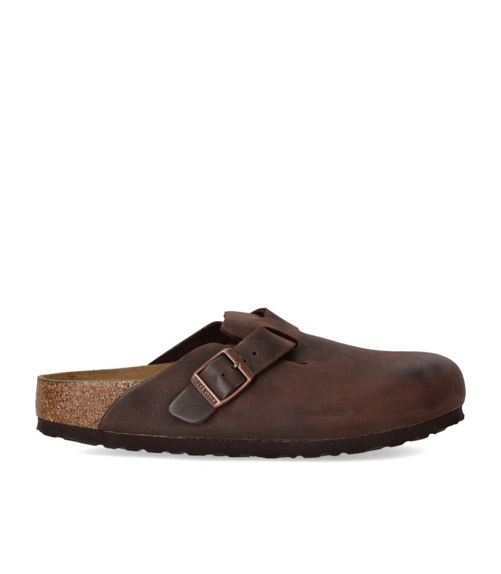 Birkenstock 'boston' Brown Slip-on Mules With Buckle