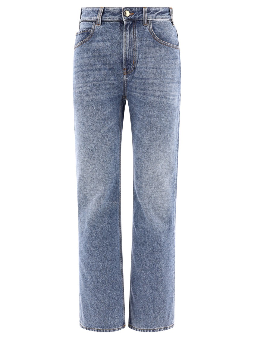 Chloé Foggy High-rise Jeans With Monogram-charm In Blue