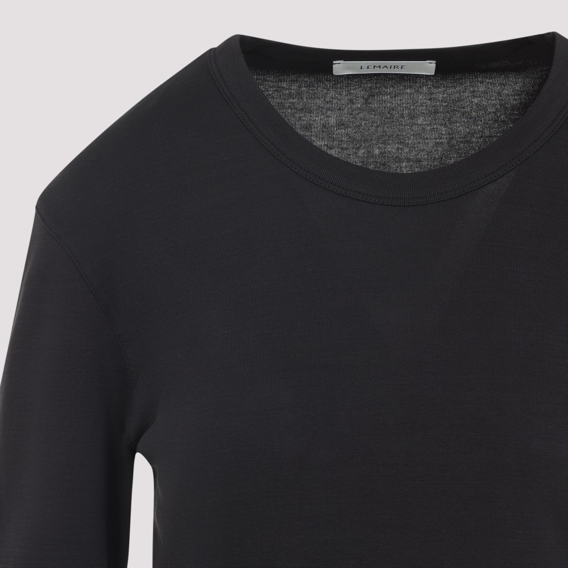 Lemaire Ribbed Crew Neck Long Sleeve Top In Black