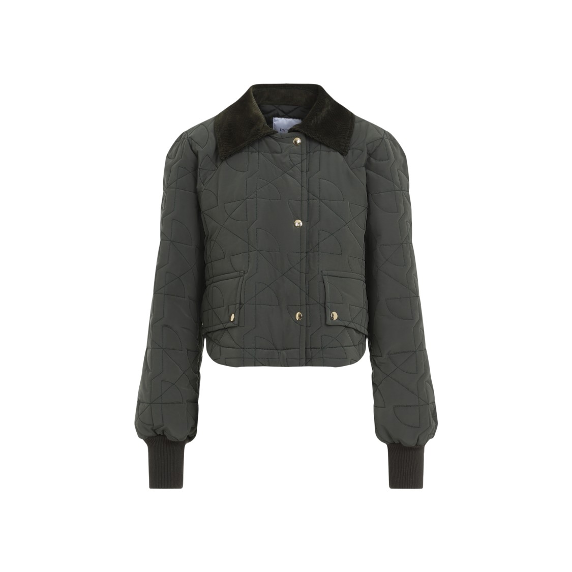 Patou Quilted Velvet Collar Cropped Blouson In Grey