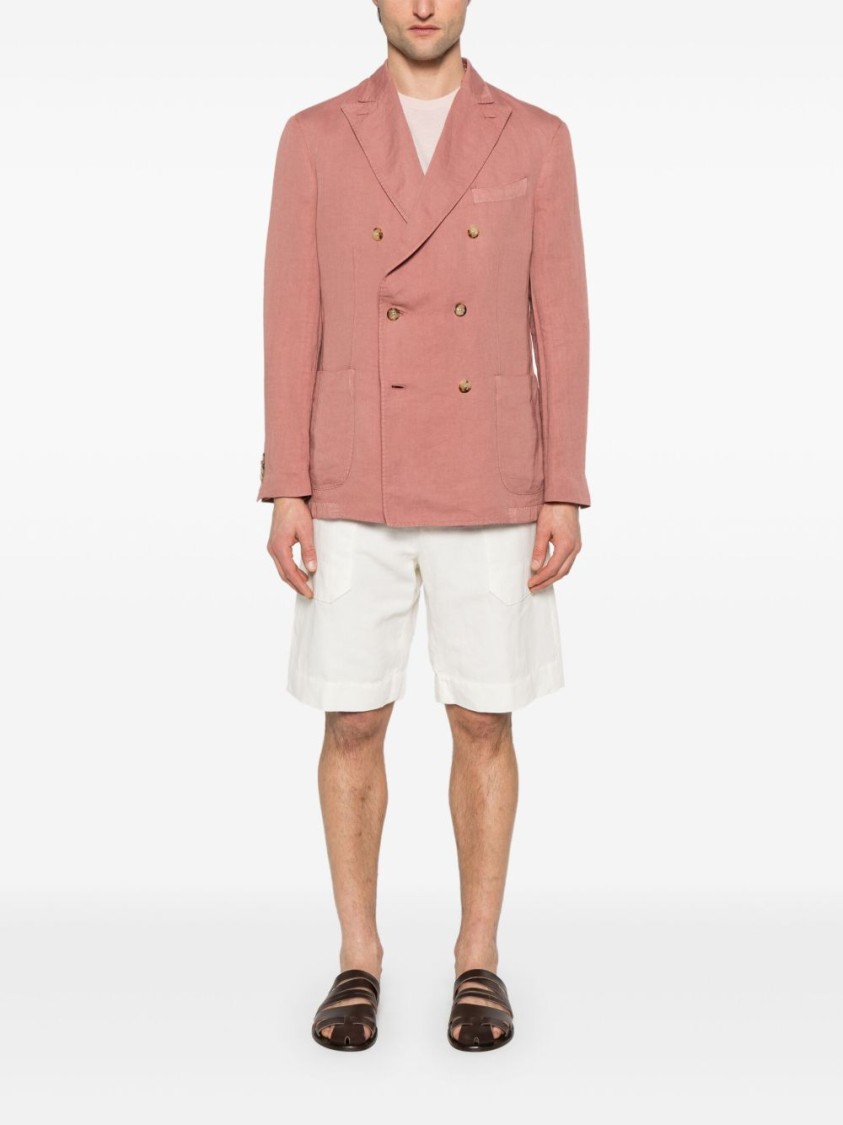 Boglioli Double-breasted Tailored Black Jacket With Fabric Blend In Pink