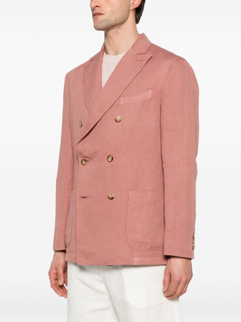 Boglioli Double-breasted Tailored Black Jacket With Fabric Blend In Pink