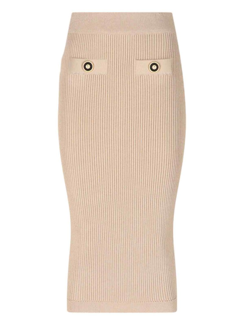 BALMAIN BALMAIN KNIT' MIDI SKIRT – BEIGE 
