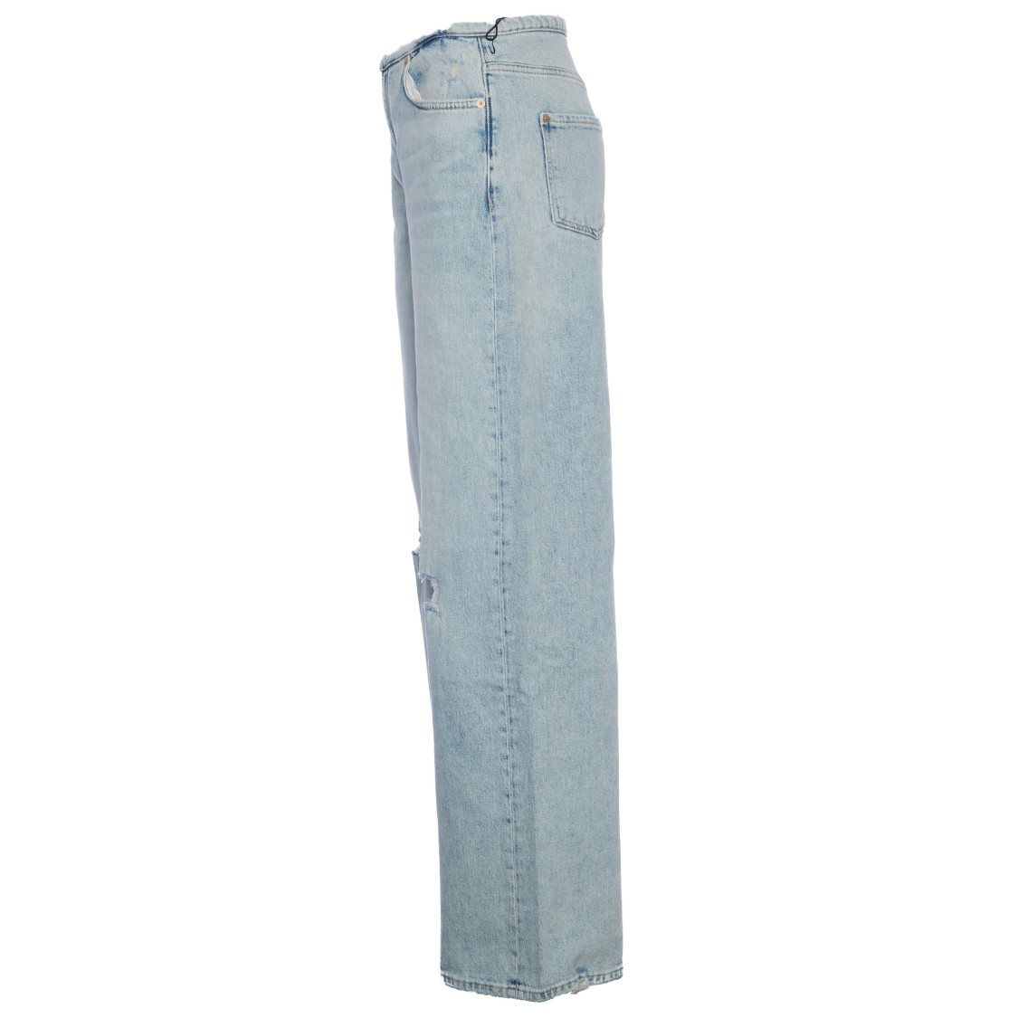 7 FOR ALL MANKIND 7 FOR ALL MANKIND WIDE-LEG DISTRESSED JEANS WITH ZIP CLOSURE