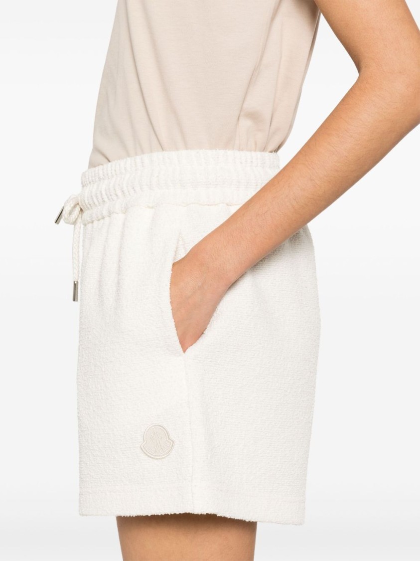 Moncler Relaxed-fit White Shorts With Elastic Waistband In Neutral