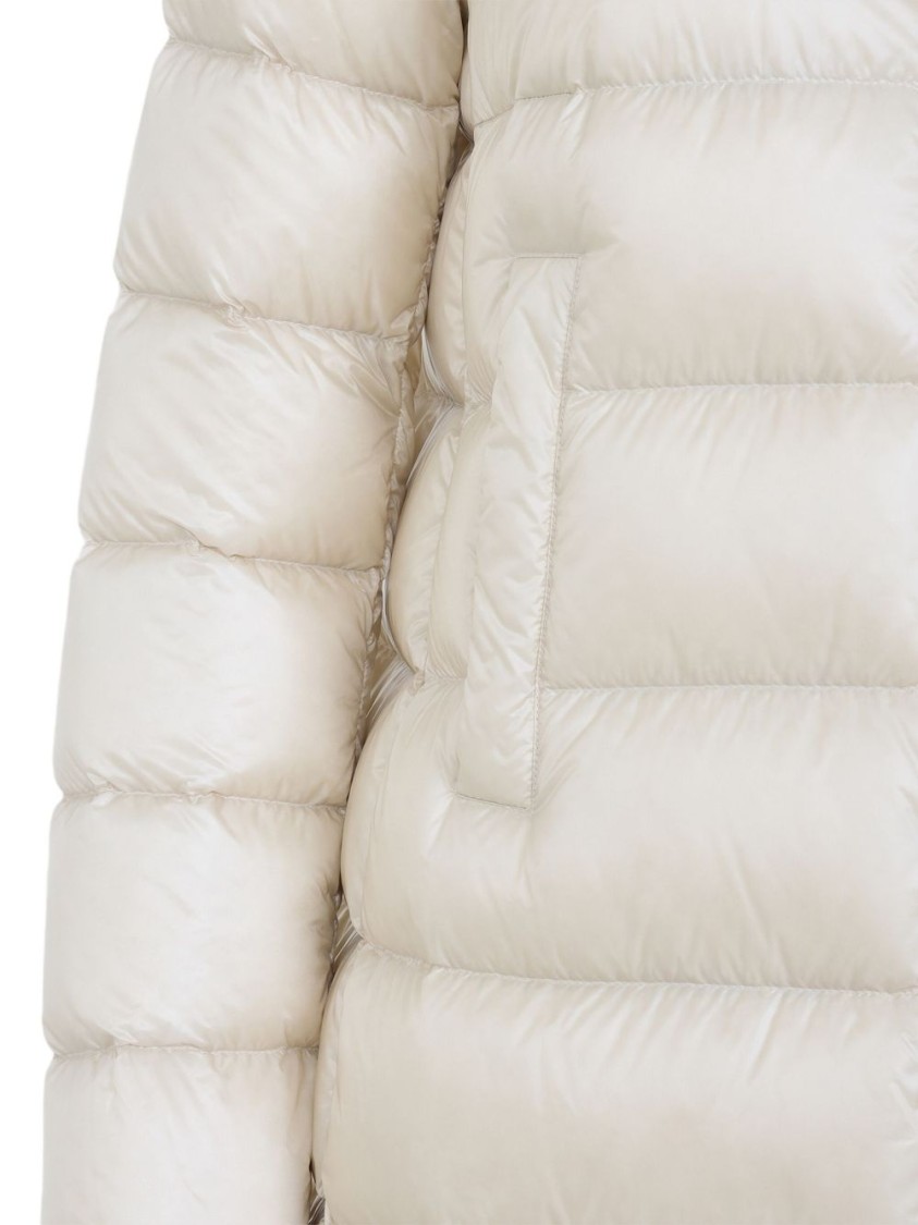 Moncler Suyenne Light Beige Polyamide Long Parka In White