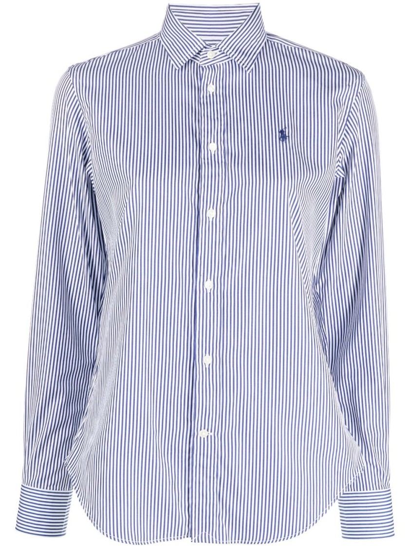 Shop Polo Ralph Lauren Tailored White And Bordeaux Striped Shirt In Blue