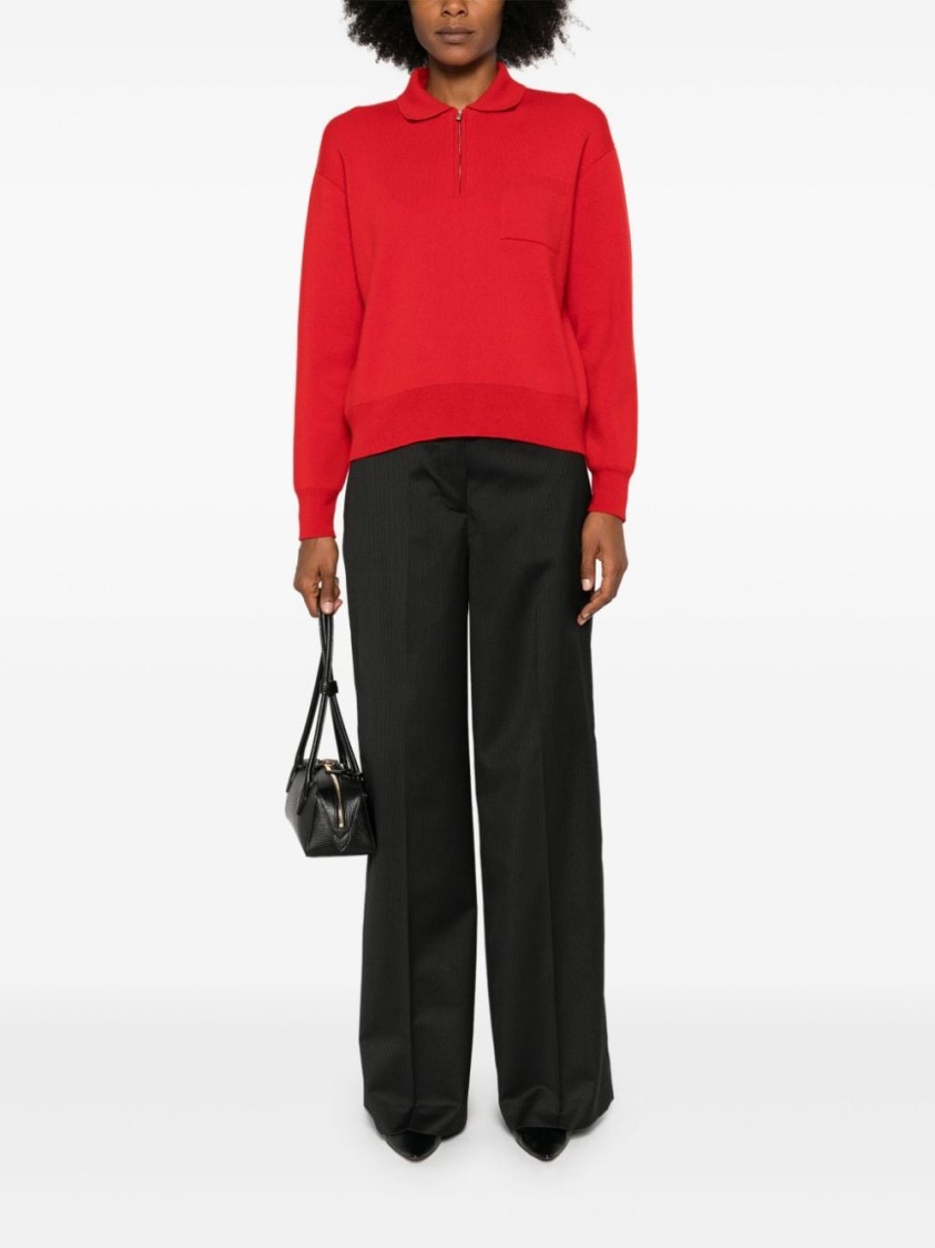 Shop Officine Generale Black/ecru Wool Trousers