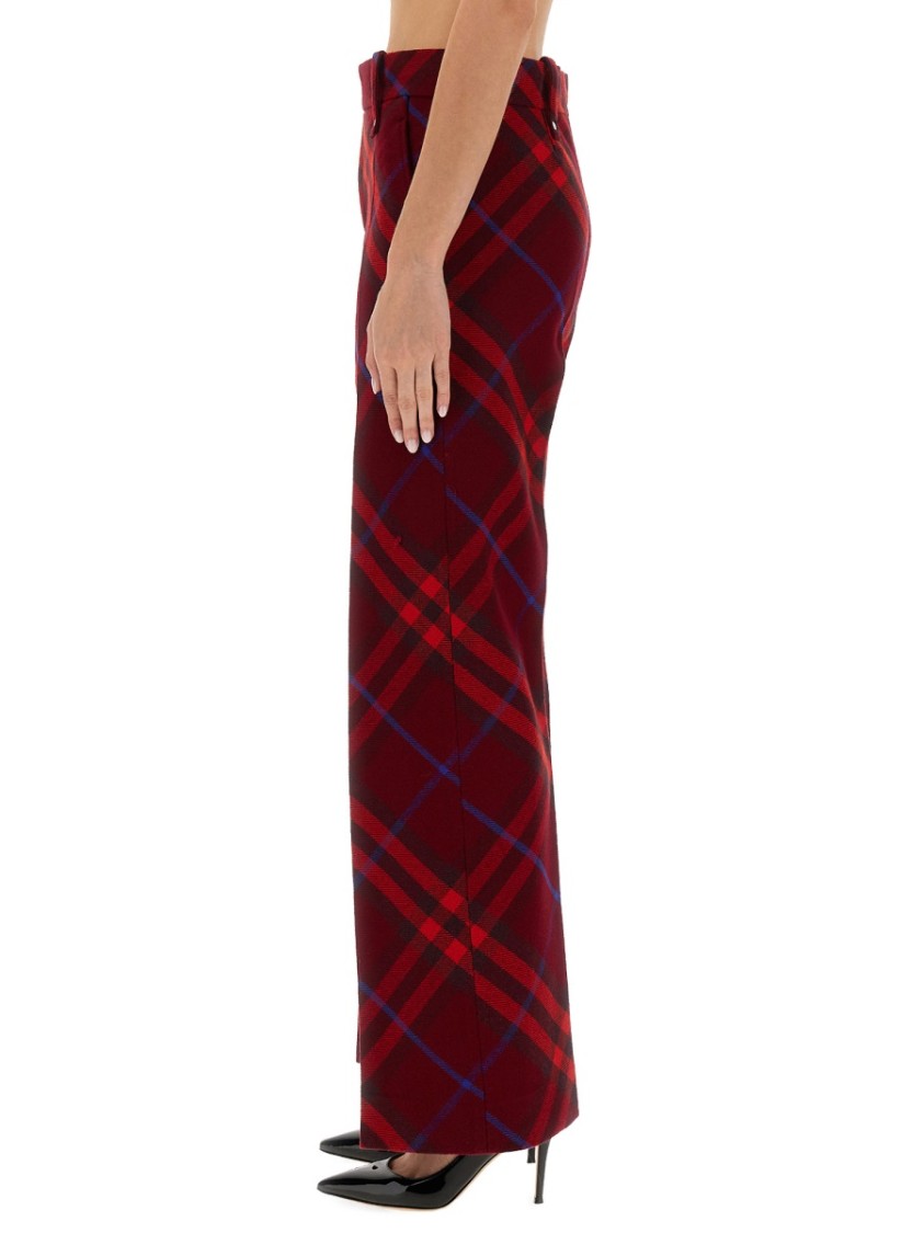 BURBERRY BURBERRY PLAID WOOL PANTS WITH HIGH WAIST AND STRAIGHT LEGS