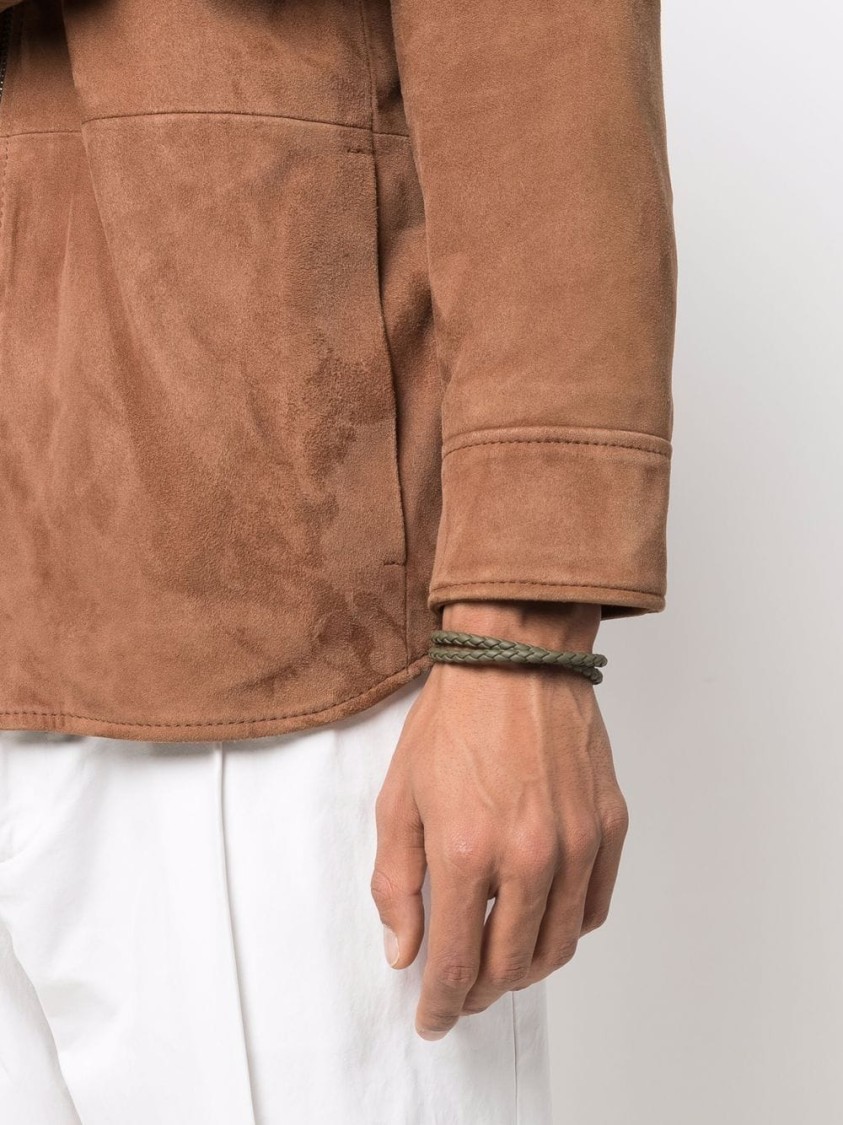 Tod's Braided Bracelet With Metallic Clasp And Logo Detail In Gray