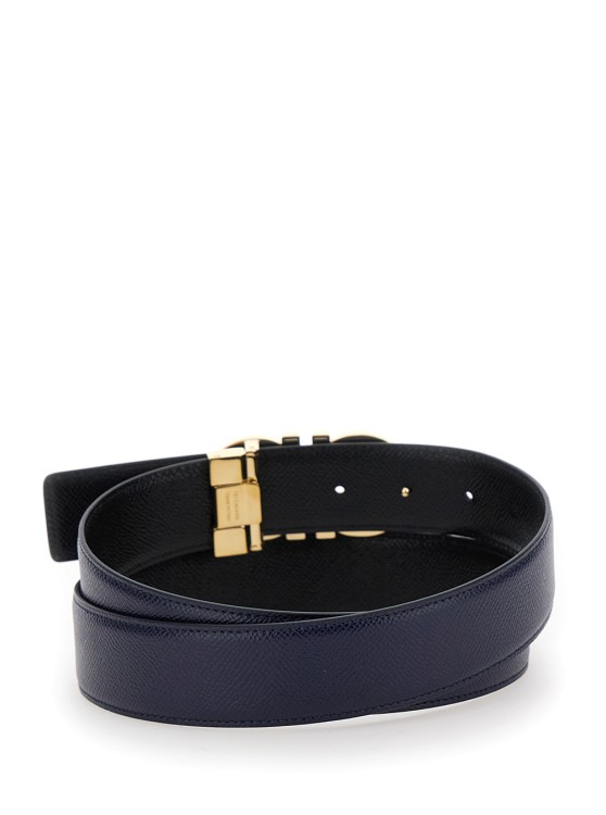 Salvatore Ferragamo Double Adjustable Nero And Blue Calfskin