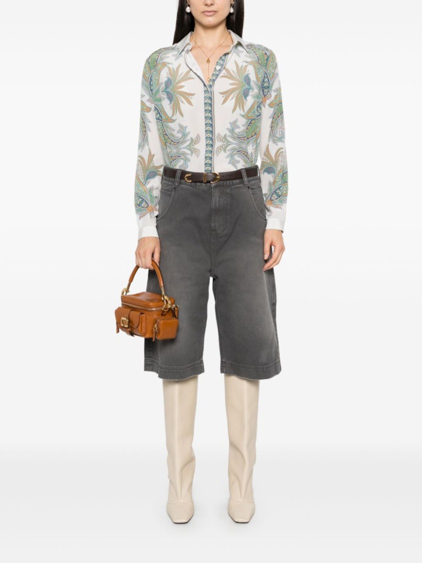 Etro Paisley Print Silk Shirt With Buttoned Cuffs