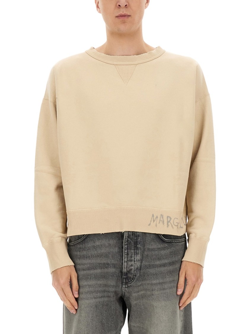 パーカー・フーディ Maison Margiela Cropped Cotton Sweatshirt With Handwritten Maison Margiela Cropped Cotton Sweatshirt With Handwritten