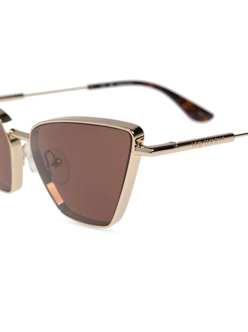 Alexander Mcqueen Geometric Gold Sunglasses With Bold Angular Frame In Gold