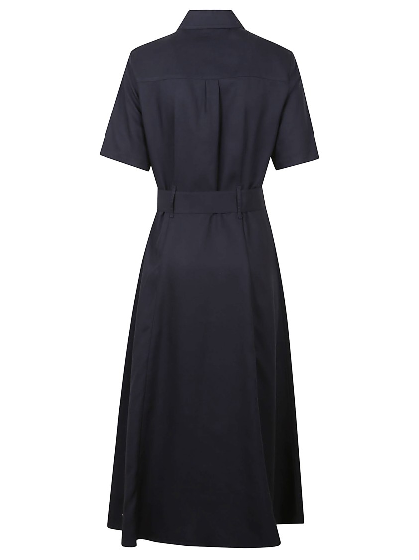 Woolrich Classic Midi Shirt Dress With Belted Waist In Blue