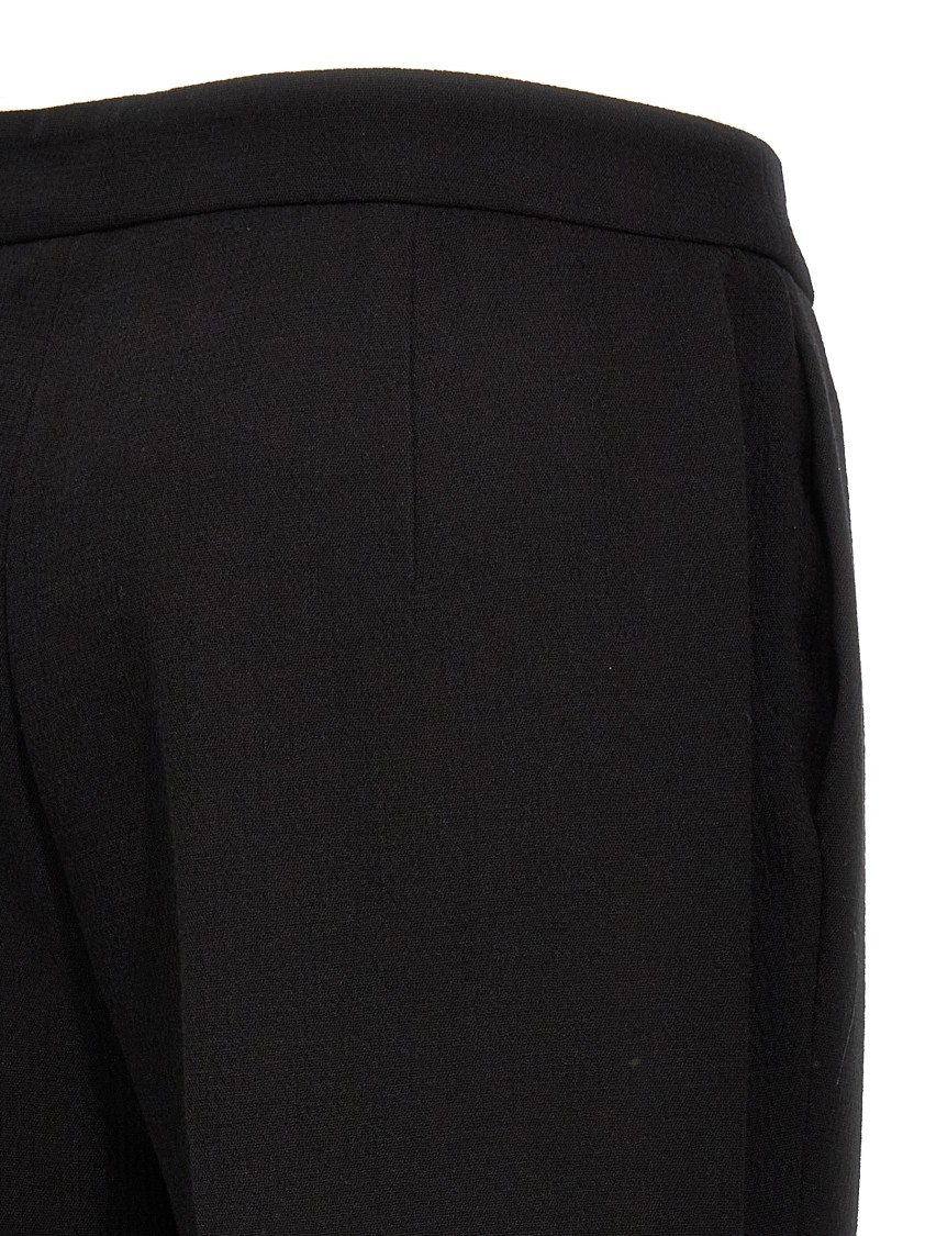 Moschino Wide-leg Wool Blend Crepe Pants With Central Pleat In Black