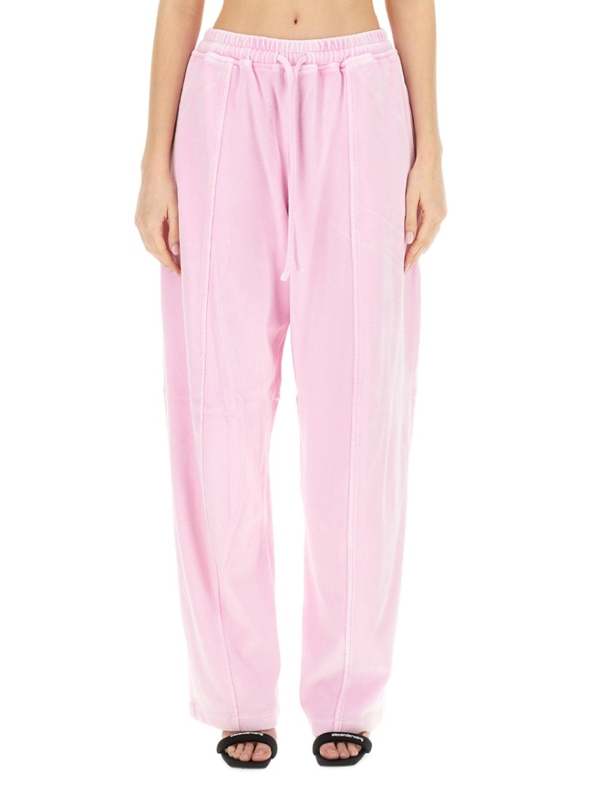Alexander Wang T T By Alexander Wang Articulated Velour Track Pants In Pink