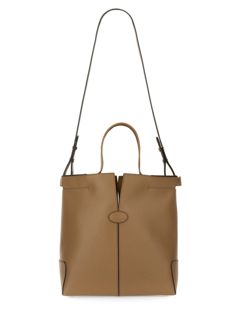 Tod's Structured Brown Calfskin Shoulder Bag In Brown