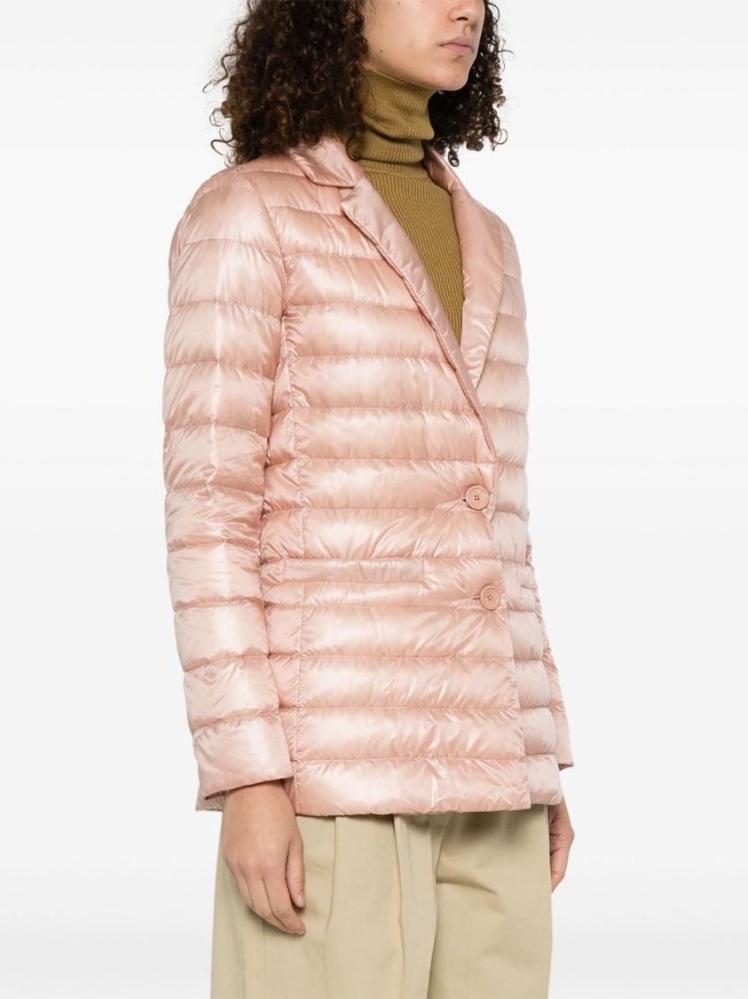 Herno Quilted Single-breasted Blazer With Shiny Finish In Pink