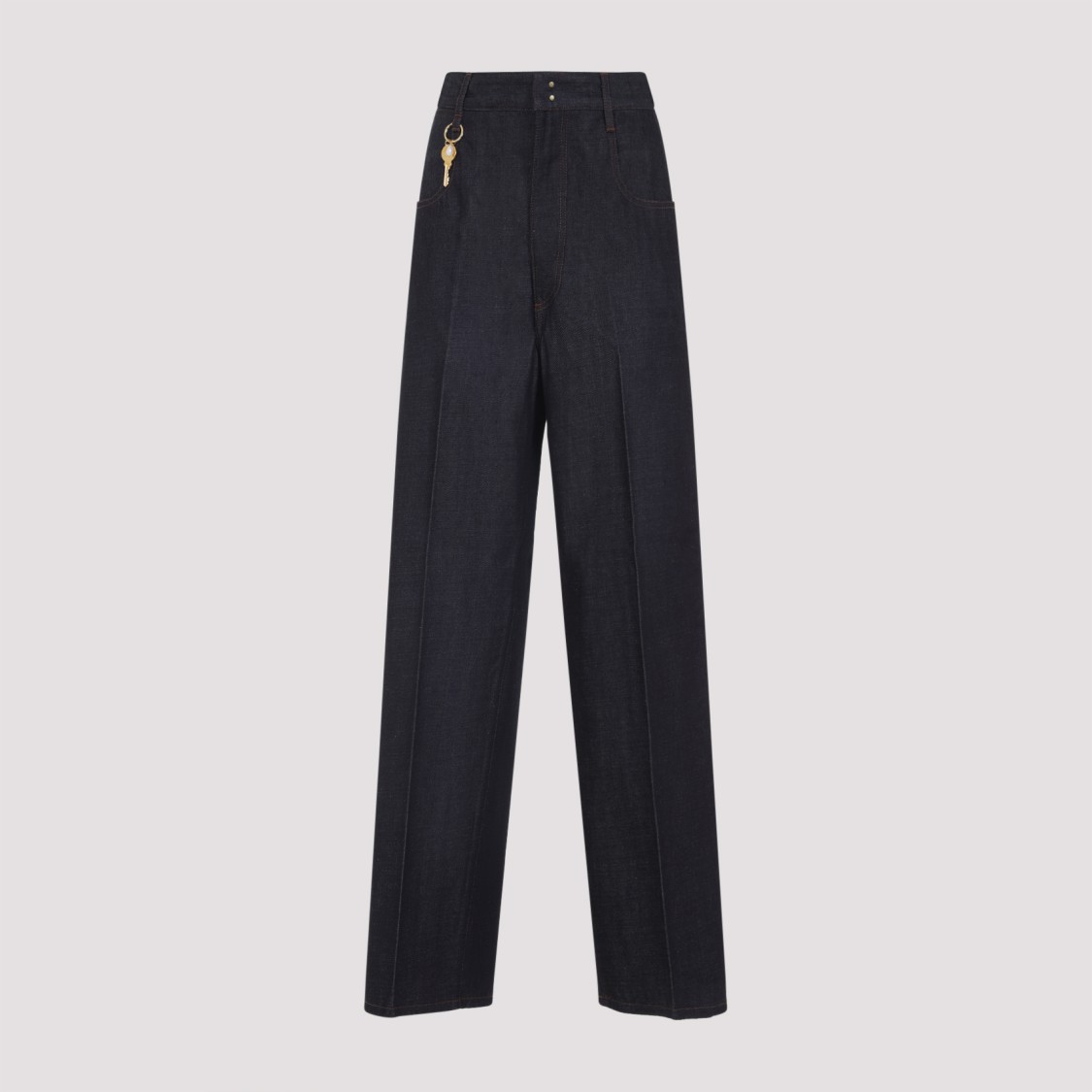 Carven Key Charm Straight-leg Jeans In Black