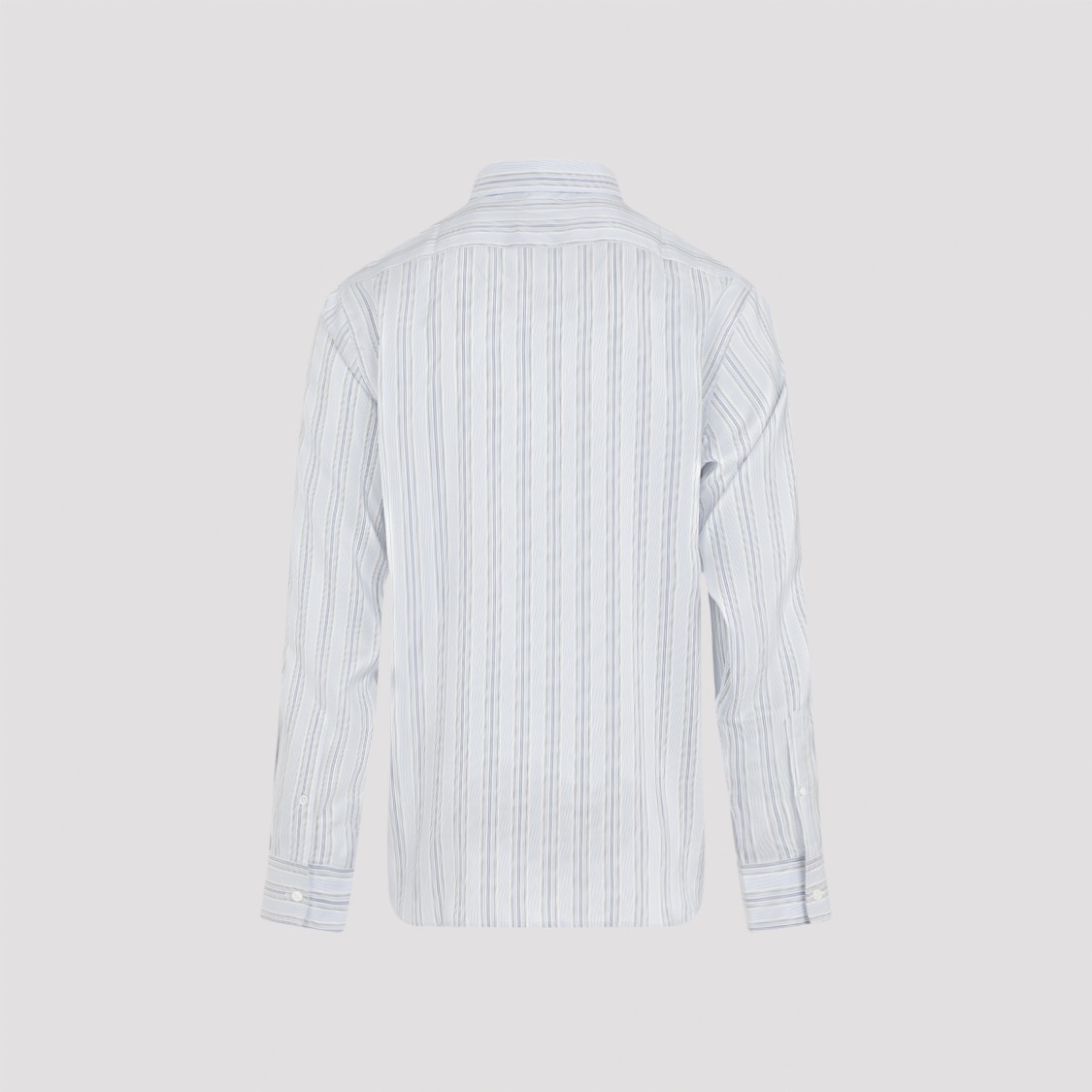 Shop Lanvin Tailored Blue Silk Shirt In White