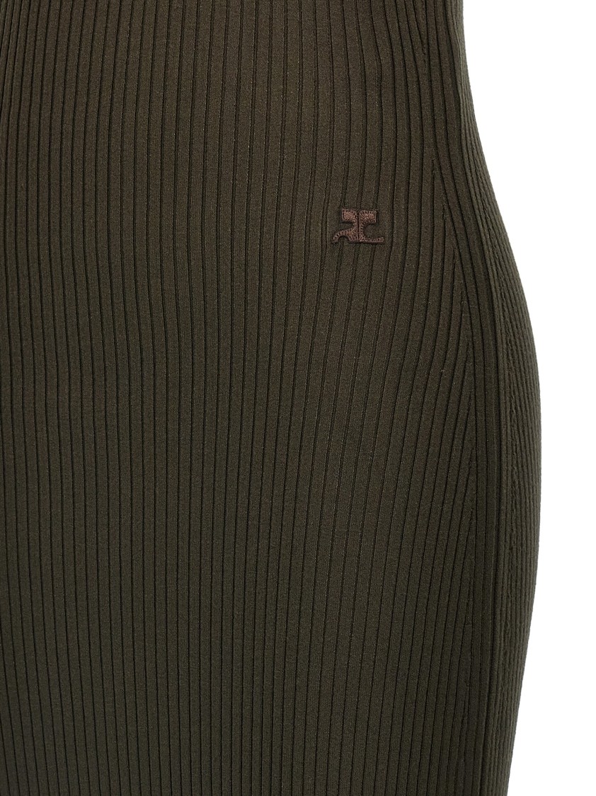 Courrèges Twist Rib Knit Long Dresses In Black