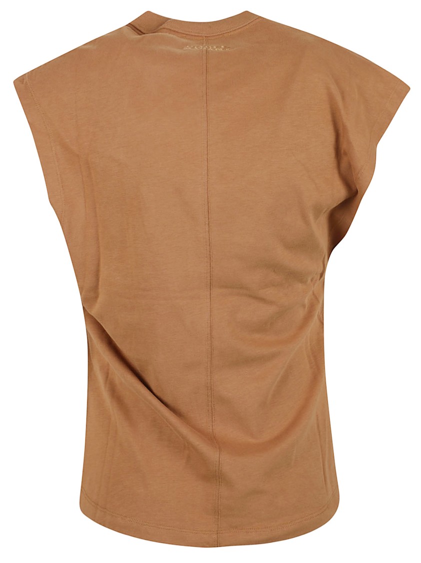 Isabel Marant Asymmetrical Brown Cotton T-shirt In Neutral