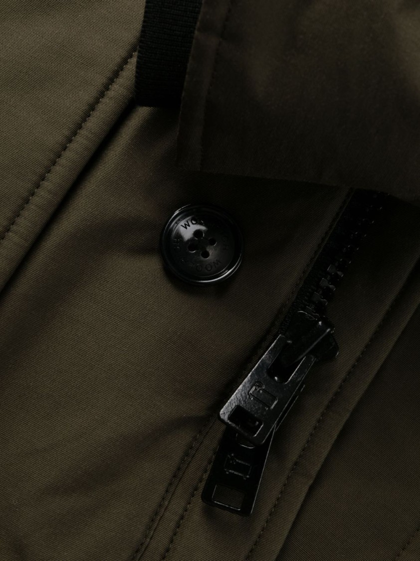 Woolrich Feather Down Padded Parka With Concealed Hood In Green