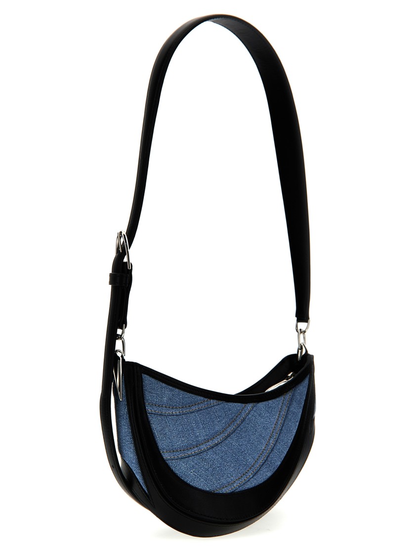 Mugler 'small Denim Spiral Curve 01' Shoulder Bag In Blue