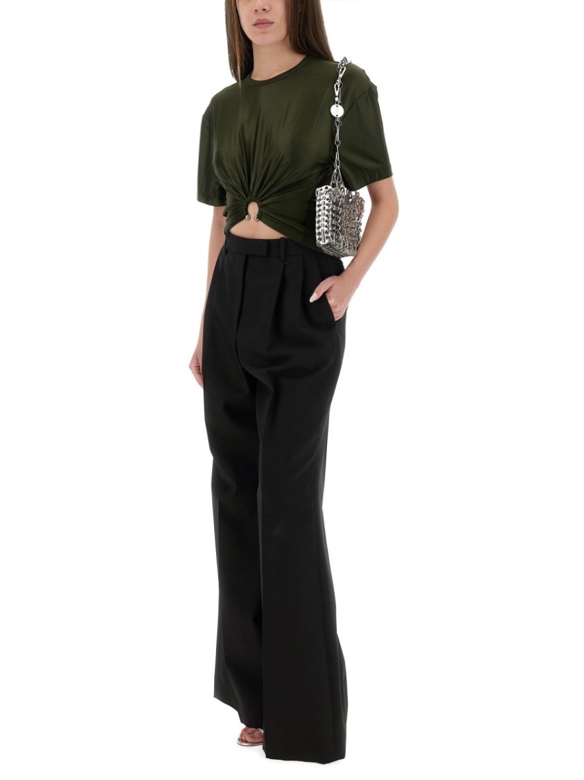 Rabanne Cropped T-shirt In Green